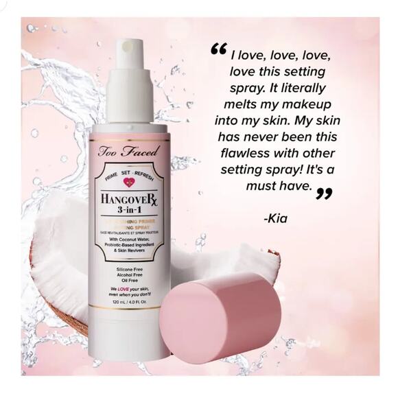 TOO FACED HOLLY JOLLY HANGOVER GIFT SET 3-PIECE PRIMER, SETTING SPRAY, LIP BALM - Picture 2 of 4